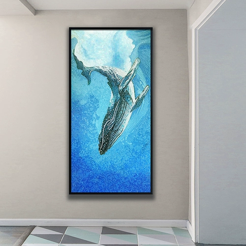 Мозаика ручной работы фона стена Абстрактная кита Голубое море Большой размер