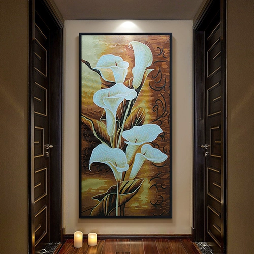 玛雅拼图 Подкова -цветочная подкова лотос крыльца Фоновая стена мозаичная головоломка. Фоон нерелл или художественное стекло