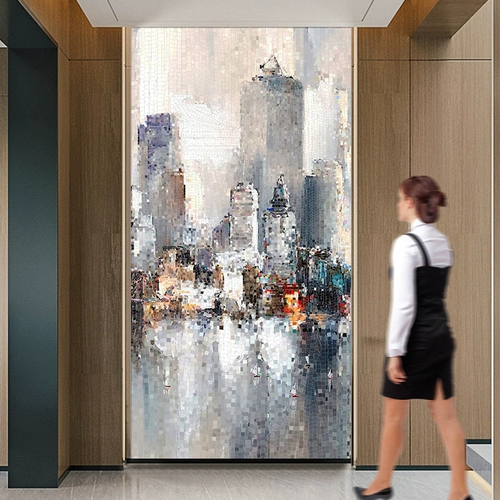 玛雅拼图 Современное городское крыльцо Большое расстояние коридора Фоновое фоновое рисование стен индустрия Вертикальная версия Вертикальная версия инкрустация висящей живописи