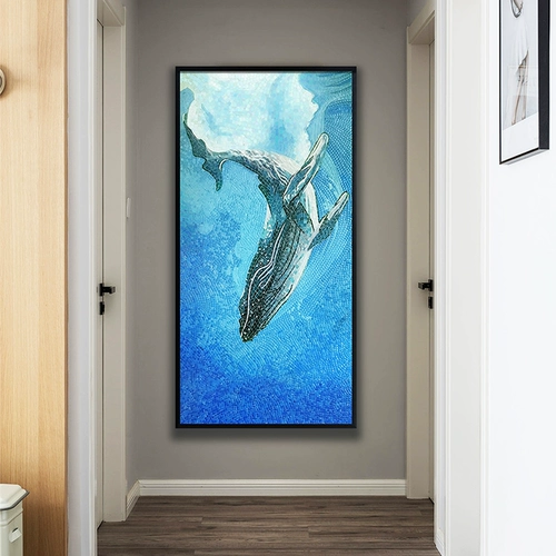 Мозаика ручной работы фона стена Абстрактная кита Голубое море Большой размер