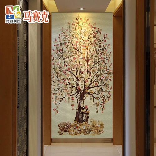 Boutique Fine -cut Mosaic Puzzle, Happy Tree, дерево удача, кластеризационные денежные катеры, катер -крыльца фоновая стенка