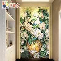 Ван Гог белый розовый масла Ресторан гостиная европейская телевизионная настенная стеклянная мозаика