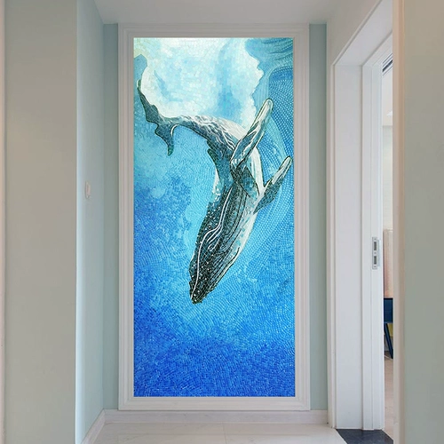 Мозаика ручной работы фона стена Абстрактная кита Голубое море Большой размер
