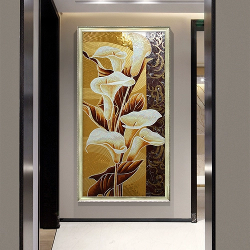 玛雅拼图 Подкова -цветочная подкова лотос крыльца Фоновая стена мозаичная головоломка. Фоон нерелл или художественное стекло