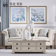 Markor Mỹ sofa vải ánh sáng sang trọng ba đơn sofa sofa gỗ rắn căn hộ nhỏ phòng khách sẵn sàng - Ghế sô pha