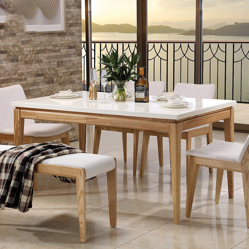 Ible Nordic dining table and chair combination solid wood simple modern small apartment furniture restaurant marble dining table dining table
