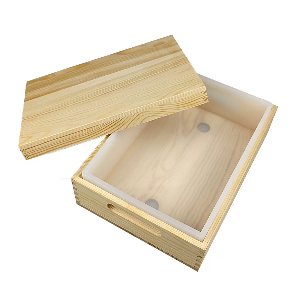 Square handmade soap, wooden box, cover with lid, soap mold, 2200 ml, toast, DIY