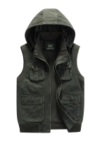 Xe jeep nam vest vest giản dị mùa xuân cotton nhiều túi màu rắn không tay áo khoác ngoài trời giải trí vest áo ghi lê nam