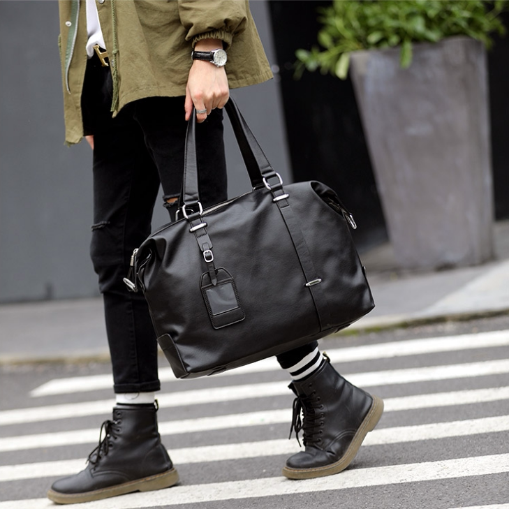 Hong Kong casual minimalist men's handbag travel bag genuine leather single shoulder slanted satchel business computer briefcase-Taobao