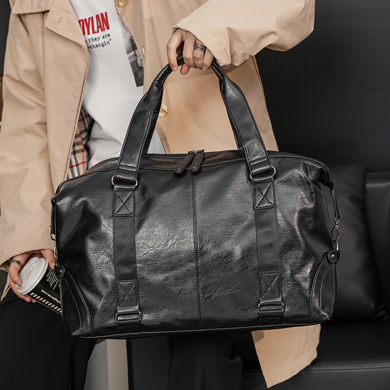 Hong Kong Korean version men's leather handbag large-capacity travel bag luggage bag business travel one-shoulder messenger bag