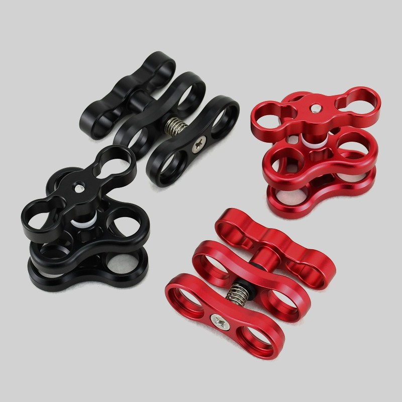 Diving double-hole butterfly clip aluminum alloy three-ball head lamp arm clip extension professional underwater photography accessories and equipment