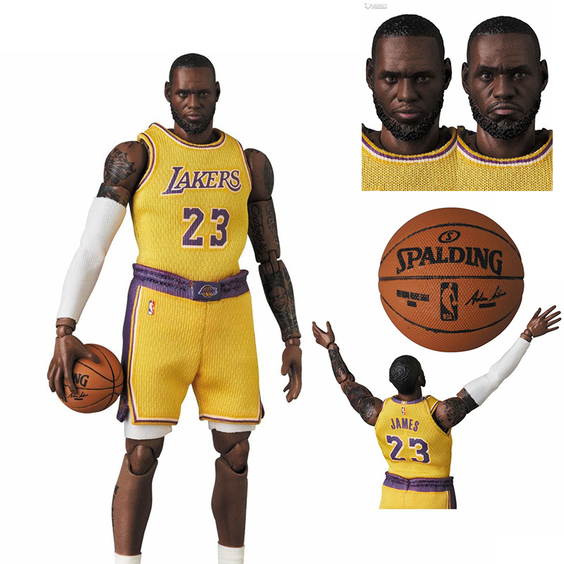 Maf James Action Figure Nba Lakers No. 23 Lbj Lebron James Doll Ornament Gift for Boyfriend Collection
