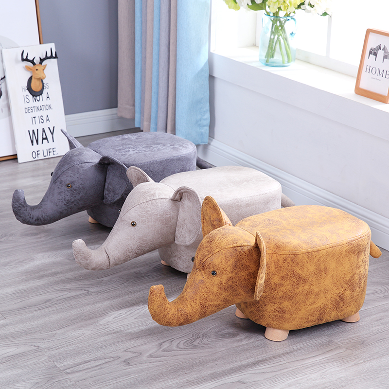 Solid wood stool creative household shoe changing stool living room sofa stool children cartoon rabbit elephant low stool animal stool