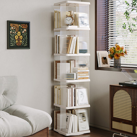 Rotating Bookshelf Storage Rack Floor-Standing Multi-Layer Acrylic Simple Children's Book Picture Book Rack Corner Display Cabinet Bookcase
