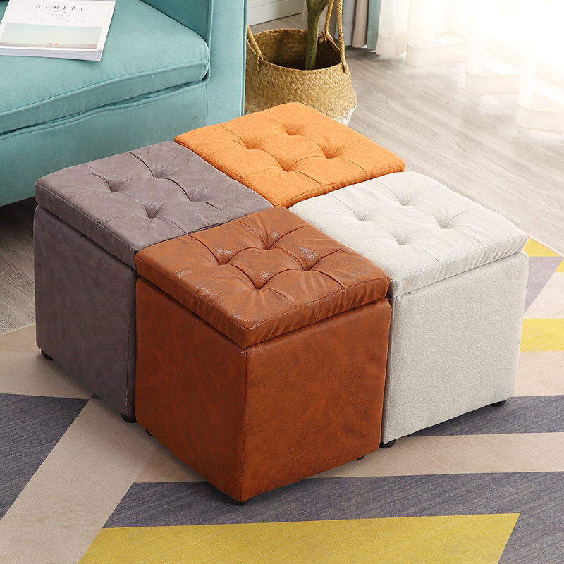 Containing Stool Change of shoes Short stool Fashion Living Room Sofa stool Creative Storage Stool Home Bedroom Cloth Art Wood Footrest