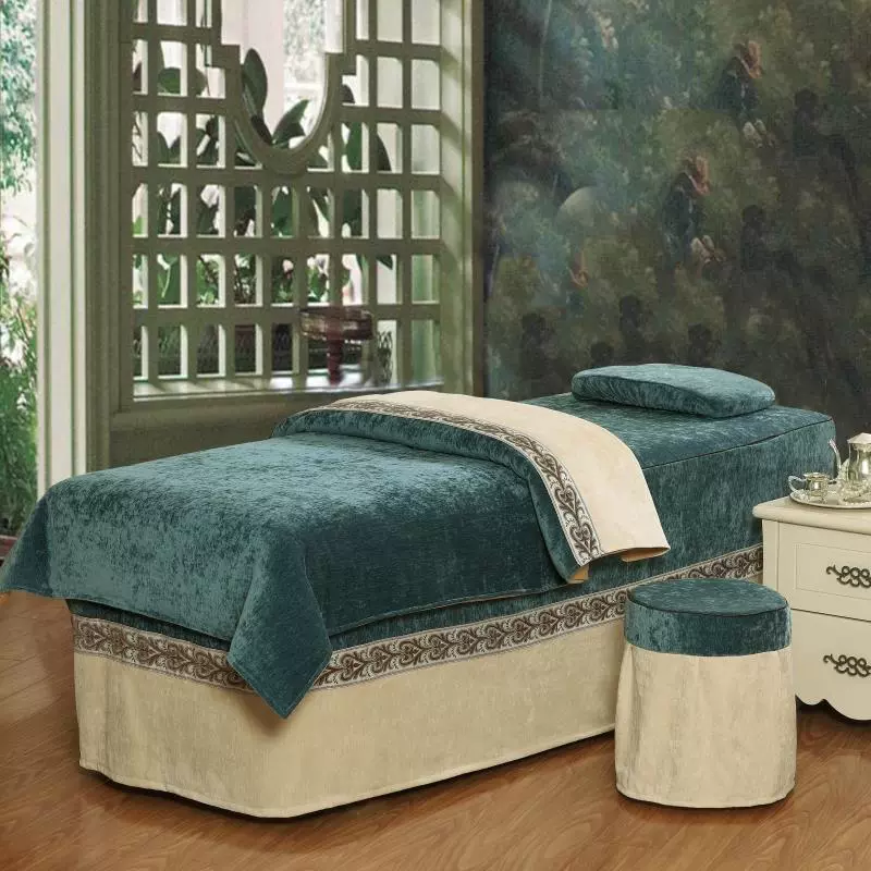 Mới gia đình cao cấp bốn dày chenille bedspread vẻ đẹp thẩm mỹ viện massage dành riêng màu giường bộ - Trang bị tấm