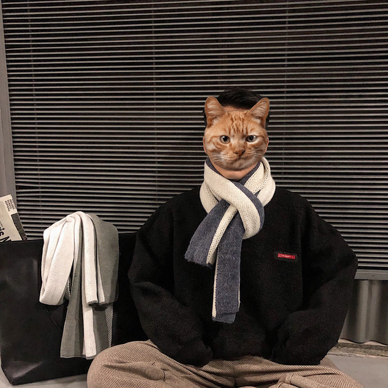 Male scarf winter boyfriend birthday gift Japanese and Korean version of tide knitting woolen versatile young men's neckpiece