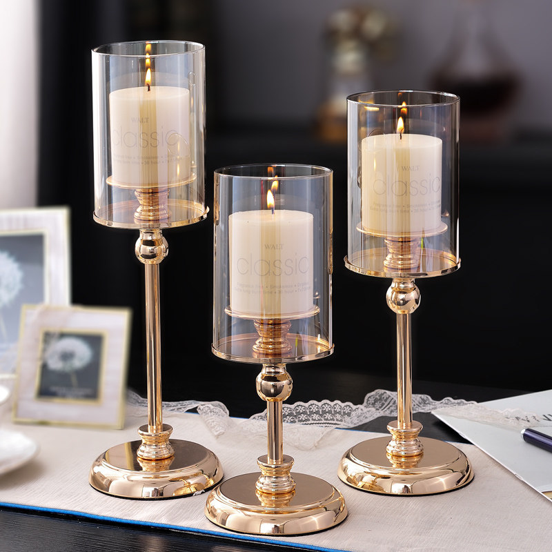 European style home vintage candlelight dinner light props Nordic romantic candlestick ornament light luxury candlestick table table