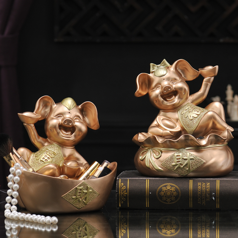 Pig Pendulum parlor Living Room Adornment Creative Home Ornament Genguan Indoor Key Containing Small Furnishing Desktop Craft Gift Hem