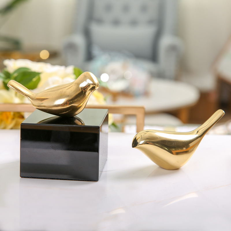 Copper handicraft pendulum decorated with small bird pure copper-like plate small furnishing Home Accessories Bronze Ornaments Decoration Creative Modern