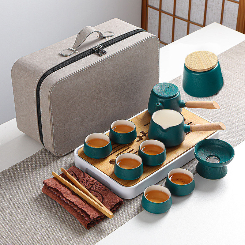 Tea maker Travel Gongfu Tea Day-style small suit Home minimalist ceramic tea cup Outdoor tea tray portable bag