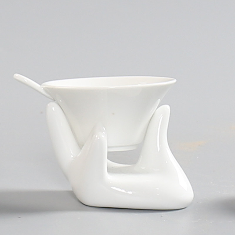 Filter Dehua white porcelain high white porcelain ceramic kung fu tea set cover bowl teacup non-woven pure white tea filter tea drain rack