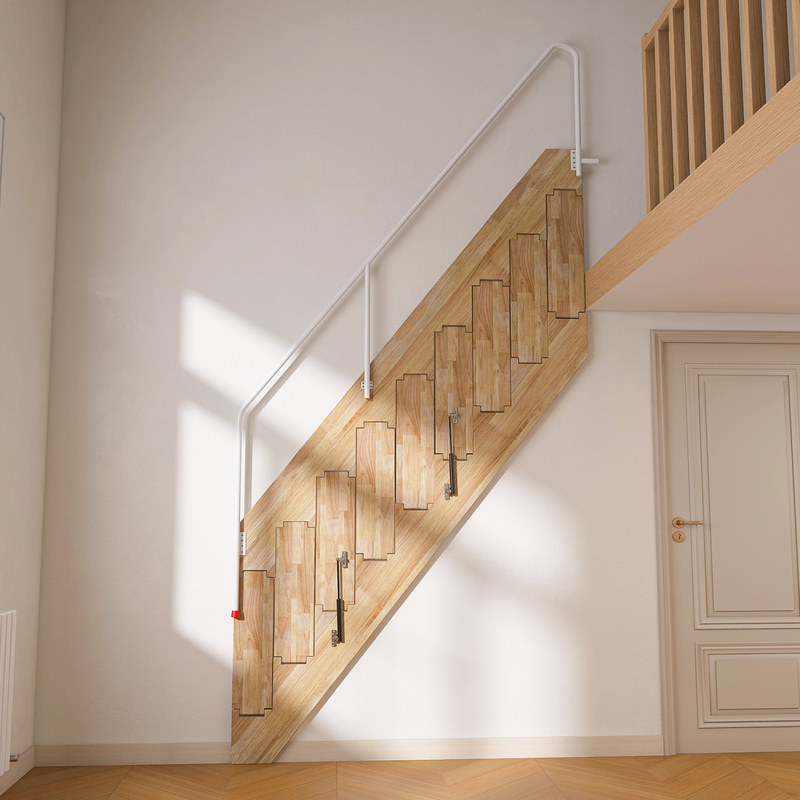 Wall-Mounted High-End Telescopic Staircase Stretch Invisible Ladder Folding Wall-Mounted Straight Ladder New Indoor Home Attic Staircase
