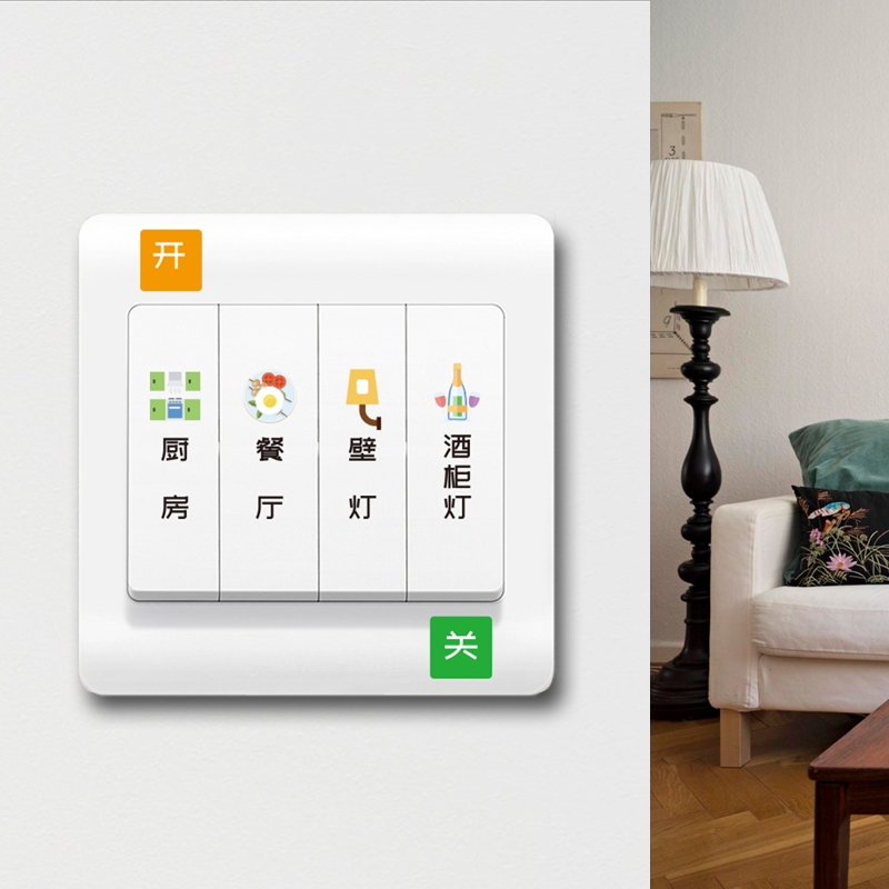 Cute Minima Creative Switch Label Tip ID Sticker Room Wall Light Panel Socket Decorate Night Light Wall Sticker