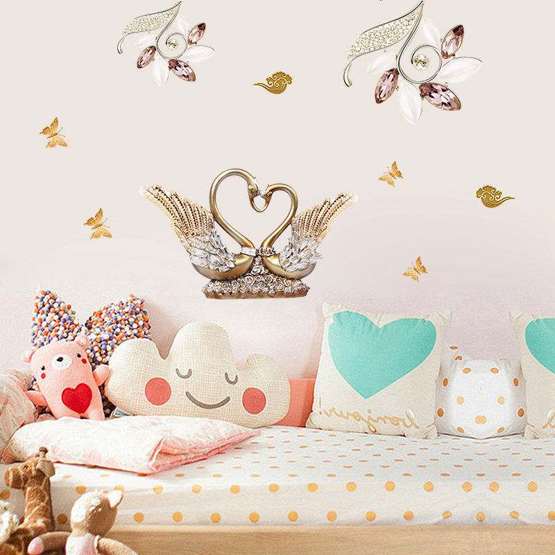 Simple modern living room bedroom bedside wall stickers creative warm light luxury swan room layout wall stickers