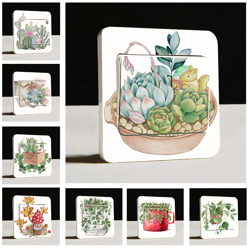 Home Brief Nordic Wind Creativity Lovely Fields Garden Self-Adhesive Light Switch Decorative Wall Stickers Double Open Panel Socket Sticker