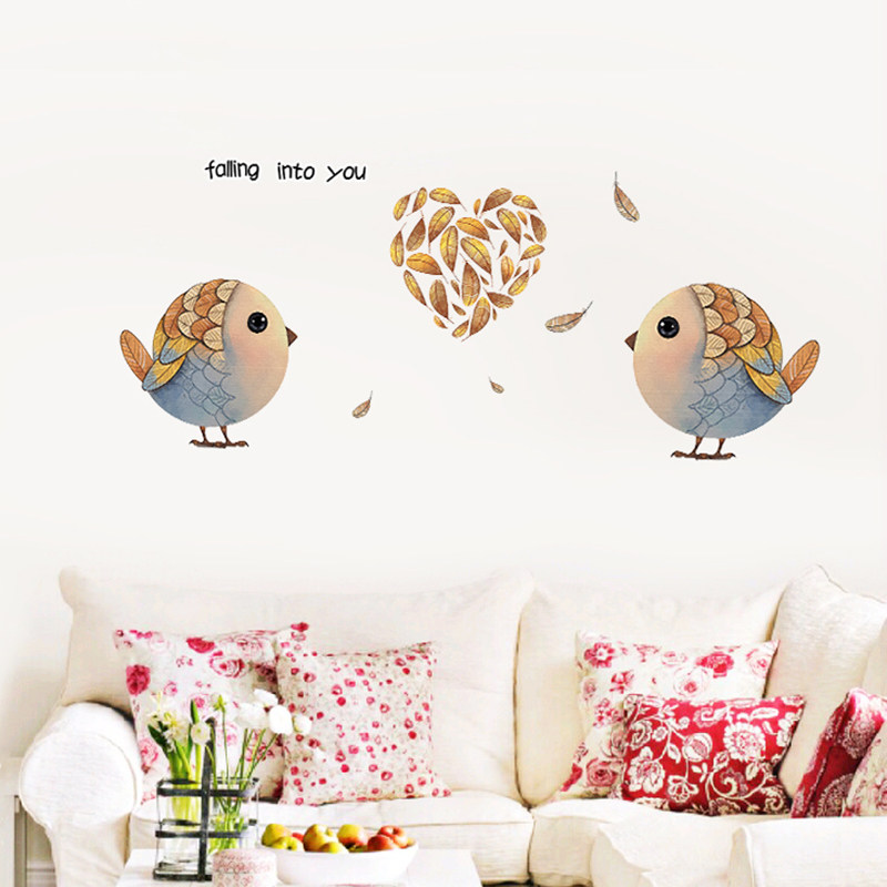 Romantic Minimalist Creative Animal Cute Little Bird Feather Nordic Wind Cozy Room Decorated Bedroom Bedside Wall Stickers