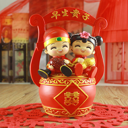 Dayu family xi descendants barrel dowry Chinese wedding gift practical newlywed jewelry wedding room ornaments wish early birth of your son