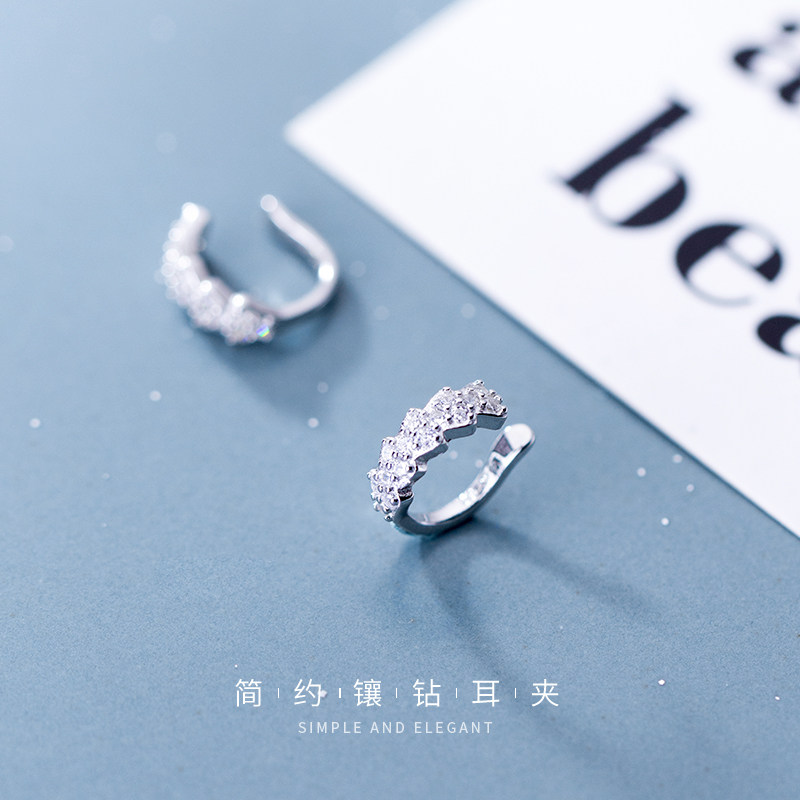 Love Loach s925 silver ear clip female Korean version fashion row drilling ear clip temperament individuality without ear-pin ear ornaments