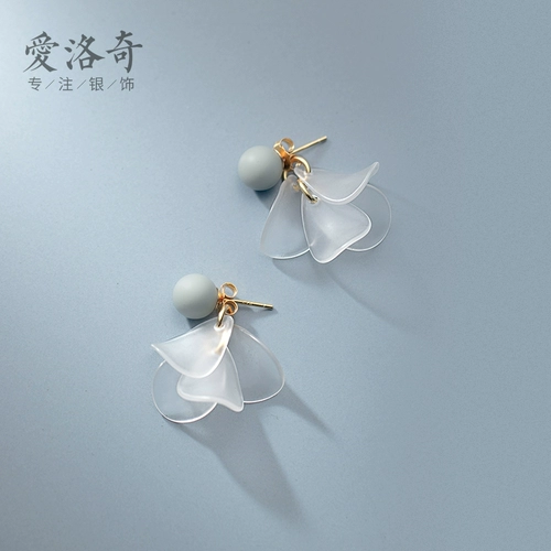 Свежие белые серьги, серебро 925 пробы, в корейском стиле, простой и элегантный дизайн