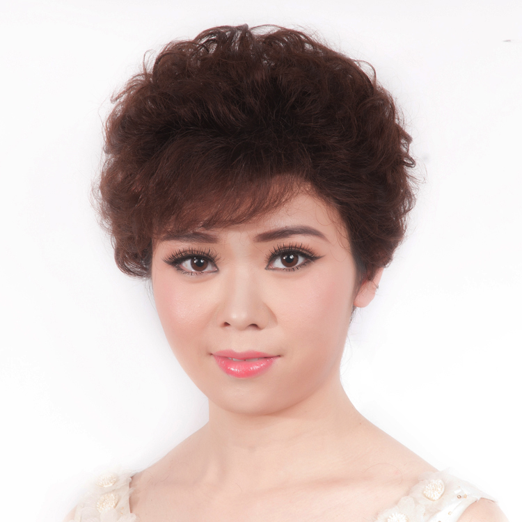 Middle-aged and elderly wig real hair mother short hair female harsh fluffy short curly hair natural breathable wig