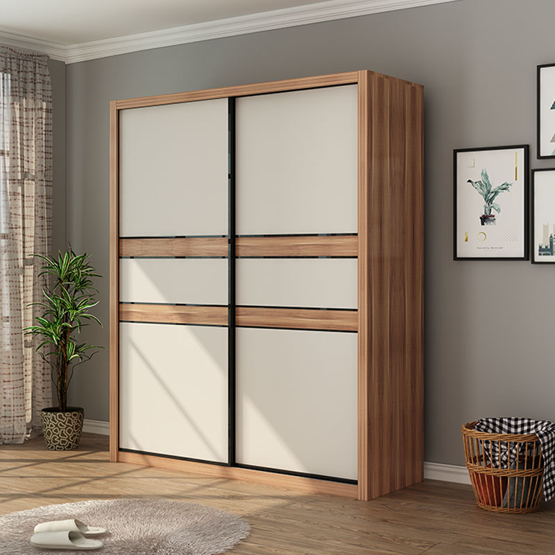 A family furniture modern minimalist solid wood simple cabinet bedroom children's wardrobe storage rental room household large wardrobe