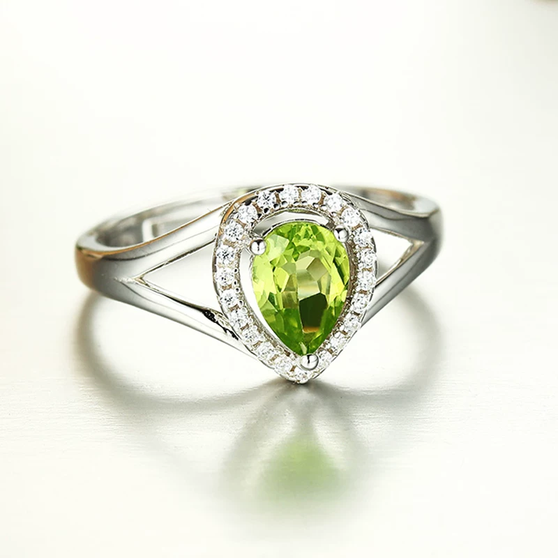 Organic ring with stone, fashionable trend accessory for St. Valentine's Day, with gem, silver 925 sample, Birthday gift