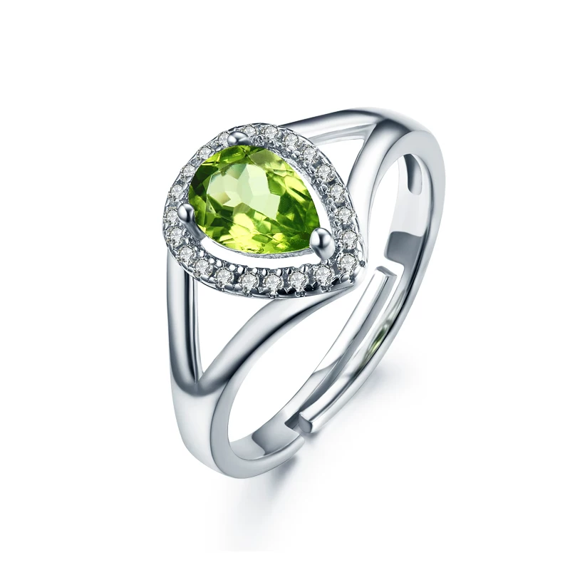 Organic ring with stone, fashionable trend accessory for St. Valentine's Day, with gem, silver 925 sample, Birthday gift