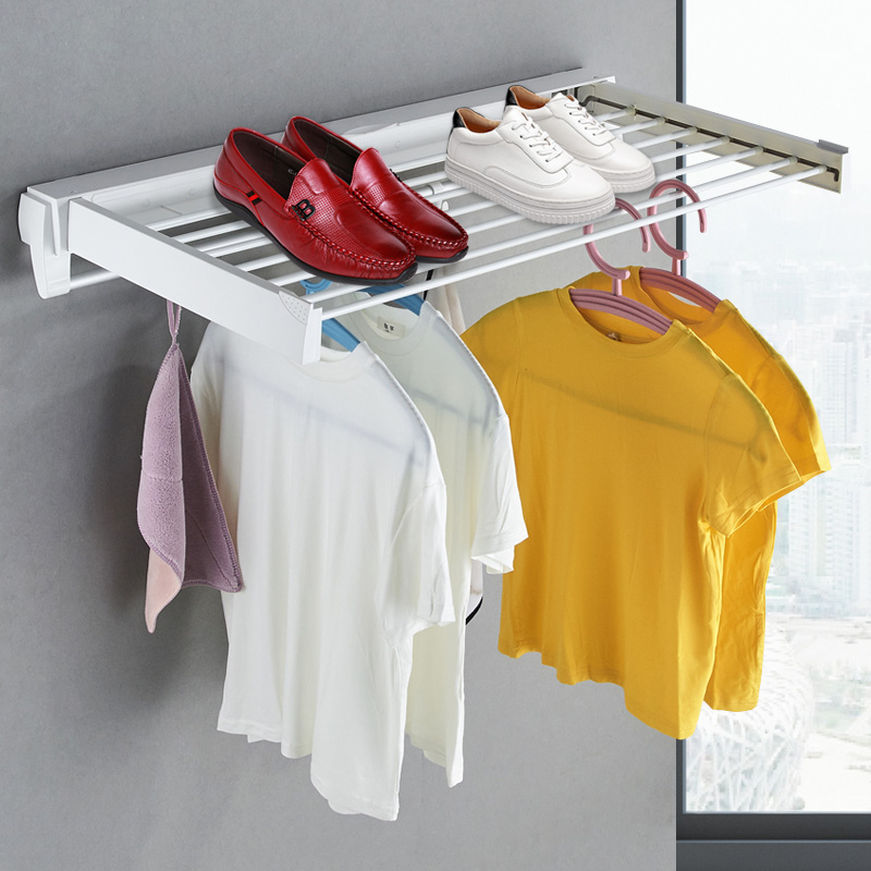 Invisible telescopic clothes rack folding towel rack small indoor simple bathroom towel rack household rack