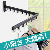 Invisible balcony folding drying rack indoor wall hanging window push-pull telescopic Black outdoor clothes hanger