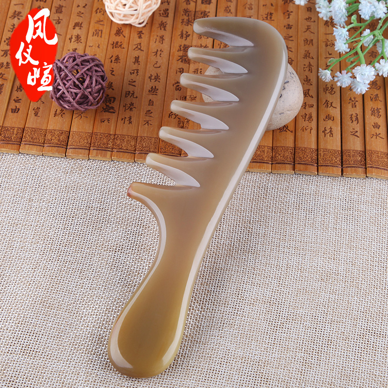 Natural horn comb female massage comb scalp large teeth head meridian comb Electrostatic hair loss head treatment anti-household