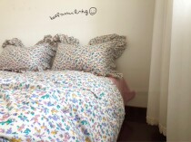 The owner recommends He Hao Bambi pink lace cotton four-piece quilt cover sheet Korean girl bedding