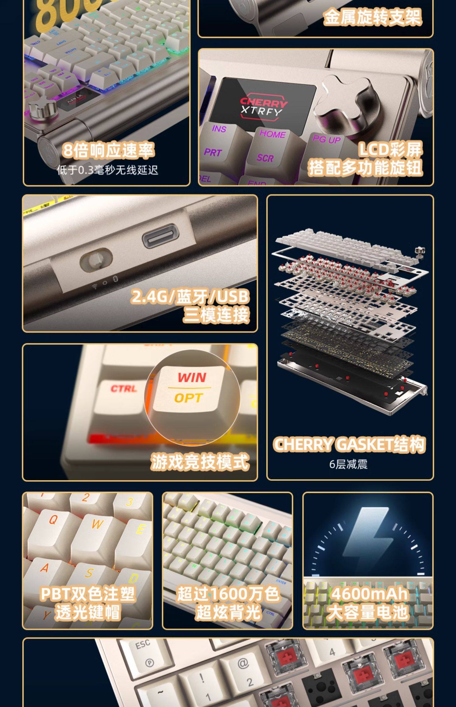 送料無料】CHERRY Cherry MX8.3 超低遅延カスタマイズ 8K アルミニウム