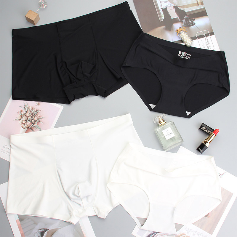 Couple panties Men's horn ice wire indentation ultra-thin breathable lace tempts a piece of pure cotton crotch lady triangle