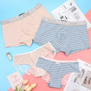 Cặp vợ chồng đồ lót cotton nóng sọc cá tính ren phụ nữ rỗng trong suốt tam giác bông nam boxer