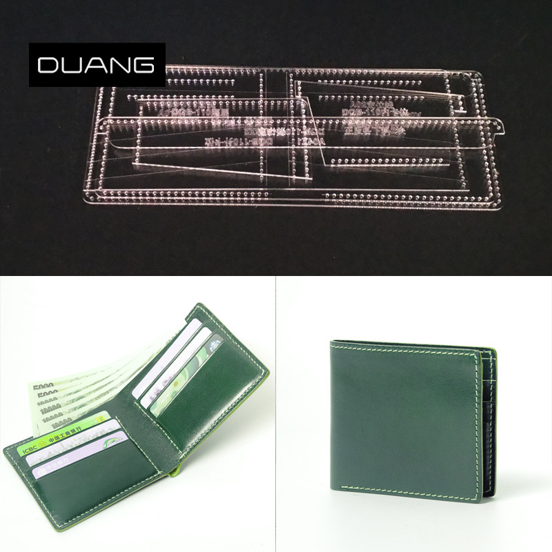 Handmade leather goods short wallet wallet version drawing diy leather art making acrylic paper plaid design template