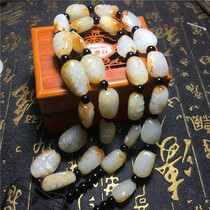 Auction Xinjiang Hetian Jade raw stone seed green and white jade carved twenty-eight Arhat necklace pendant pendant