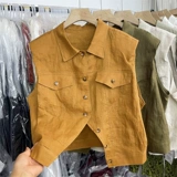 Небольшой дизайнерский летний жилет, куртка без рукавов, тренд сезона, оверсайз