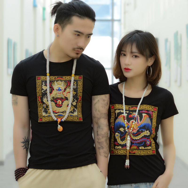 Mistress Loaded Summer Half Sleeve China Wind Men's Clothing Short Sleeves T-shirt Society Little Guys Dragon Robe Embroidered Nation Big Ruler Code T-shirt