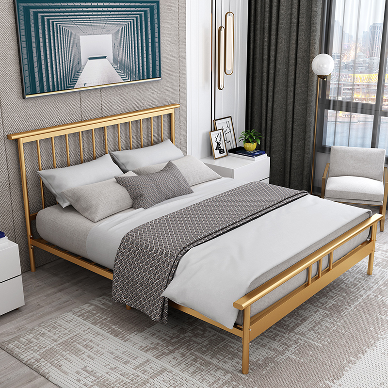 Minimalist modern Nordic light lavish art bed 1 5 m Double iron bed frame for adults 1 8 m eco-friendly net red princess bed